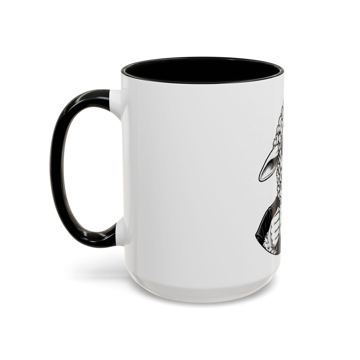 Wake Up Sheeple Coffee Mug — Black-Accent Ceramic Mug with Sheep Illustration