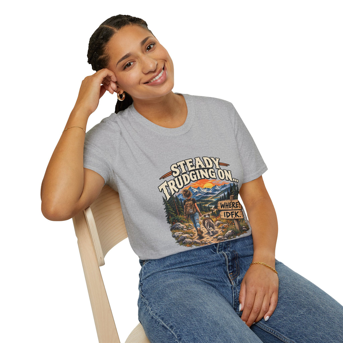 Steady Trudging On Young Lady Hiking T-Shirt