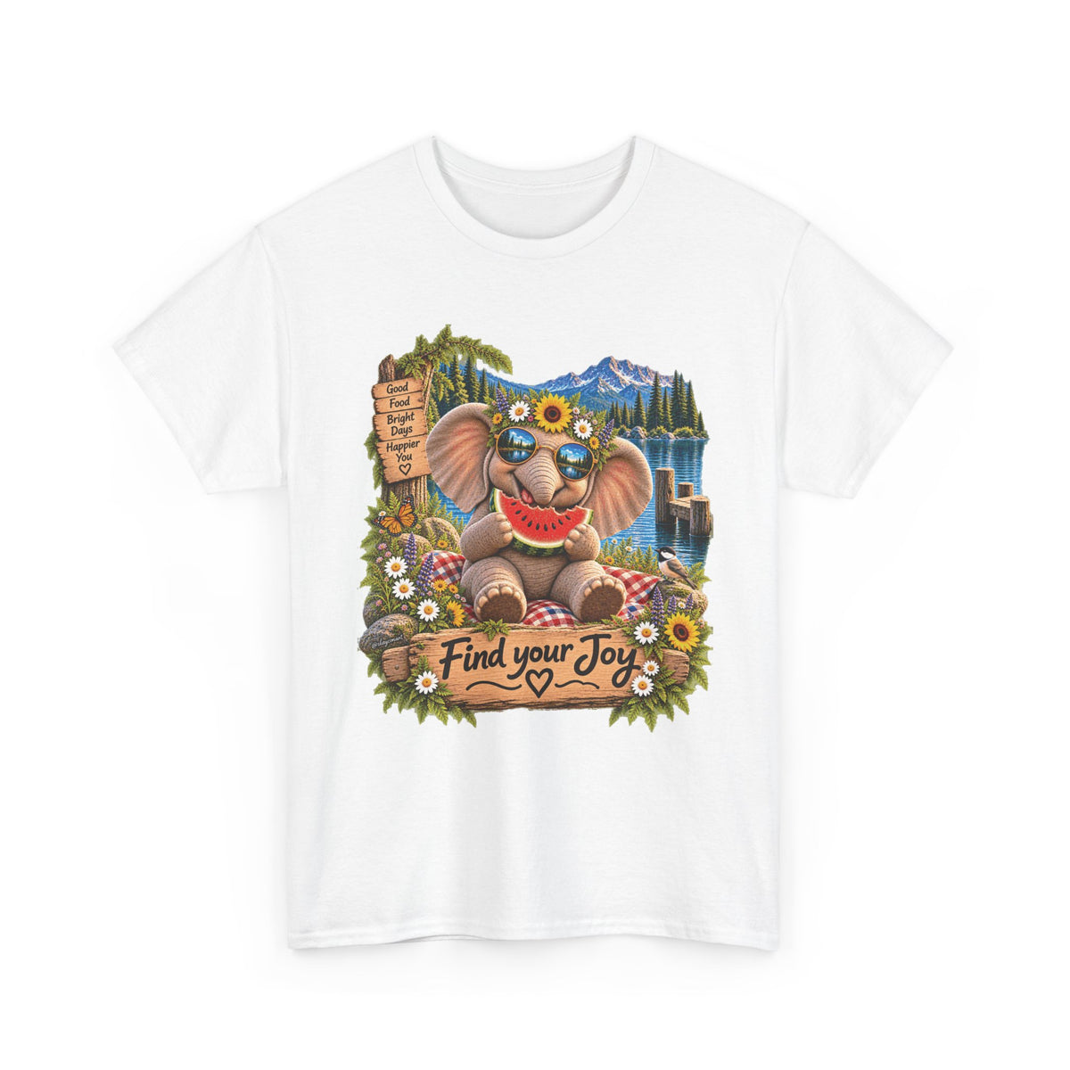 Find Your Joy Elephant T-Shirt — Cute Summer Nature Graphic Tee