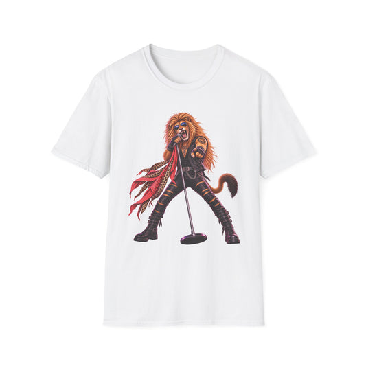 Lead Singer Lion Retro 80s Big Cat Rock Band Graphic Tee