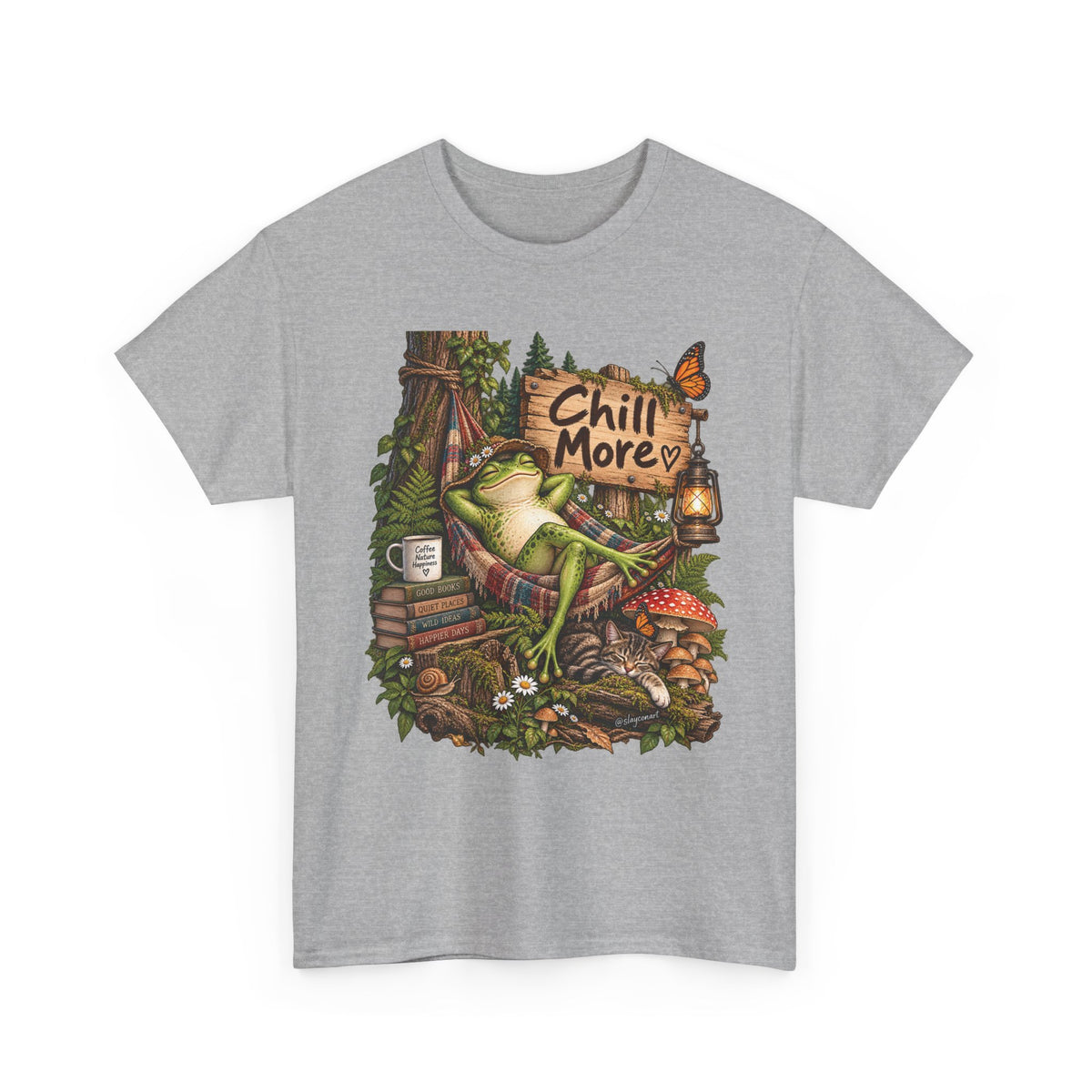 Chill More Frog Tee — Relaxed Nature Graphic T‑Shirt