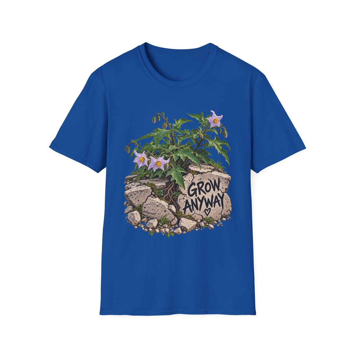 Grow Anyway Floral T-Shirt — Resilient Plant Illustration Tee