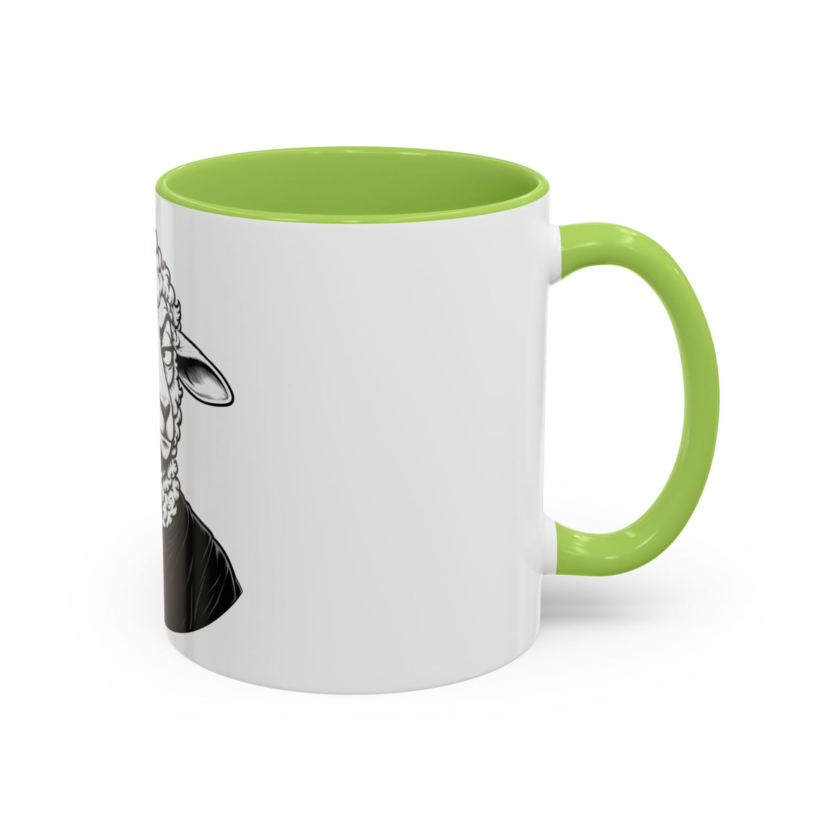Wake Up Sheeple Coffee Mug — Black-Accent Ceramic Mug with Sheep Illustration