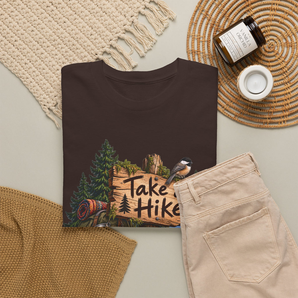 Take a Hike T-Shirt Boots and Morel Mushrooms