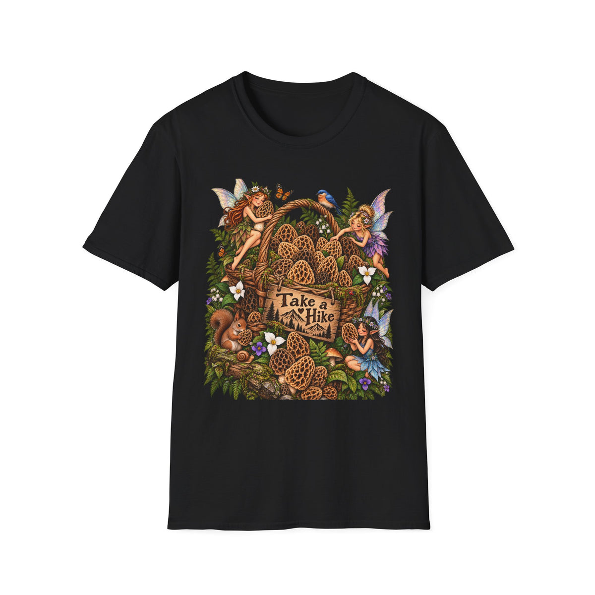 Woodland Creatures T-Shirt Foraging Nature Graphic Tee Unisex Softstyle T-Shirt