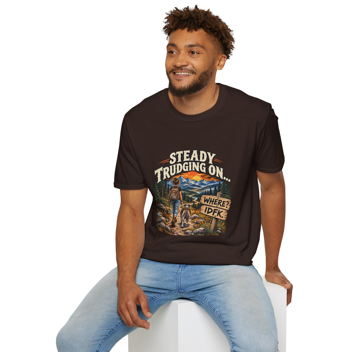 Steady Trudging On Young Lady Hiking T-Shirt