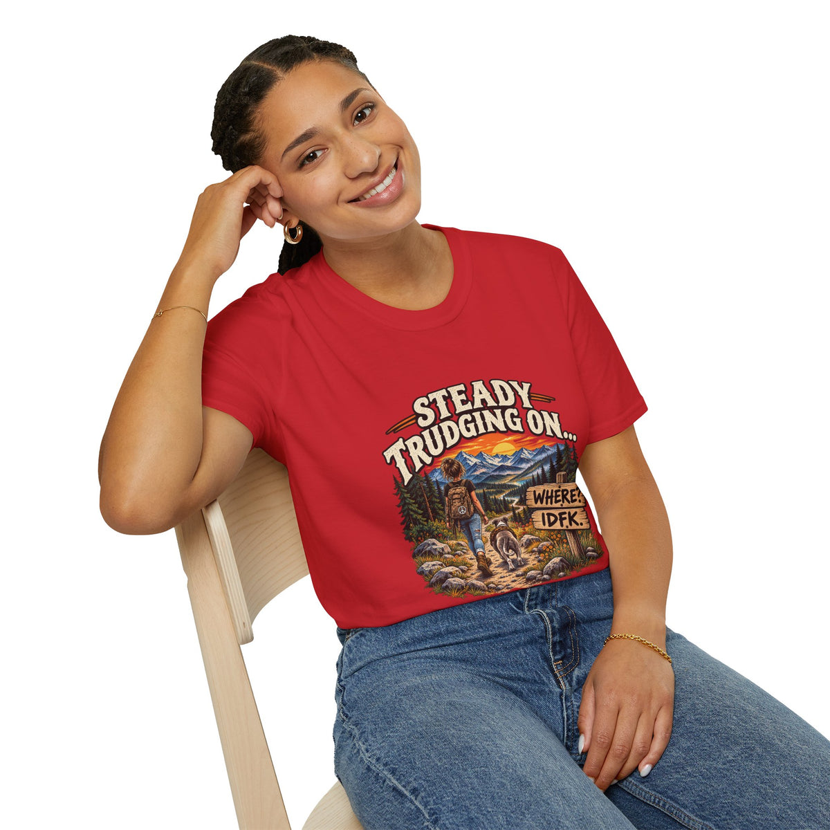 Steady Trudging On Young Lady Hiking T-Shirt