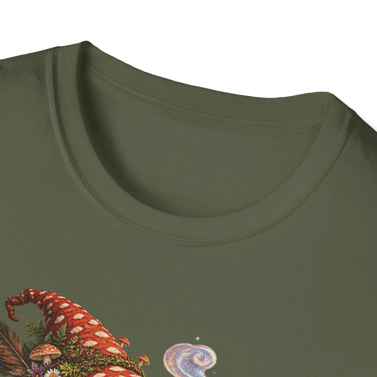 Mushroom Wizard Riding Snail T-Shirt  Whimsical Fantasy Illustration Tee