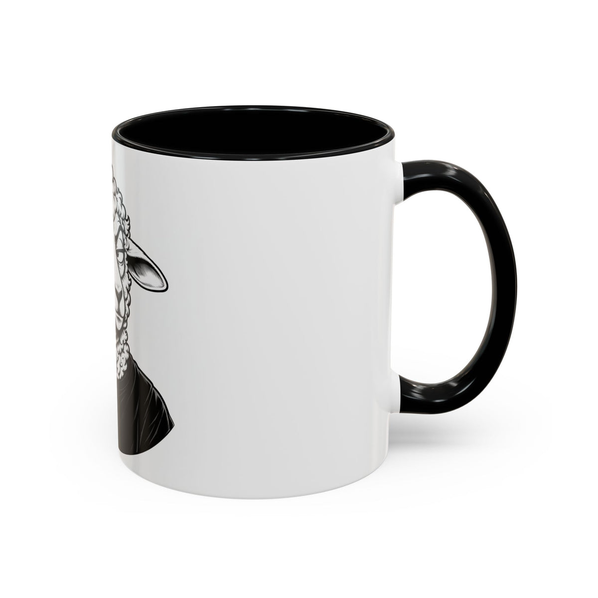 Wake Up Sheeple Coffee Mug — Black-Accent Ceramic Mug with Sheep Illustration