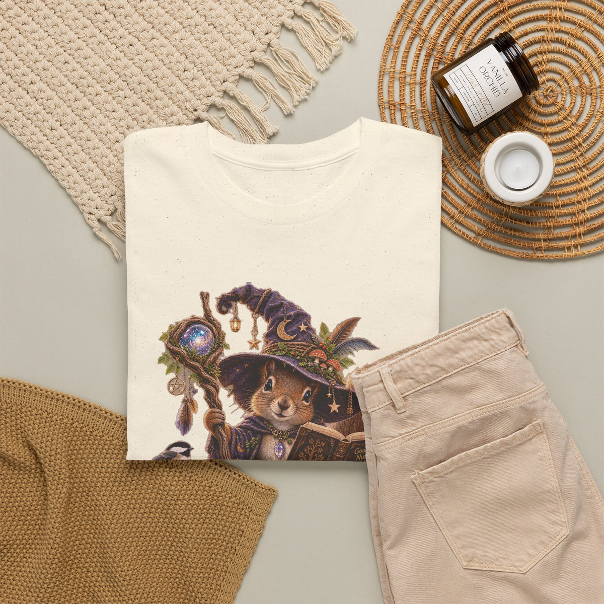 Squirrel Wizard T‑Shirt — Cute Fantasy Magic Forest Tee
