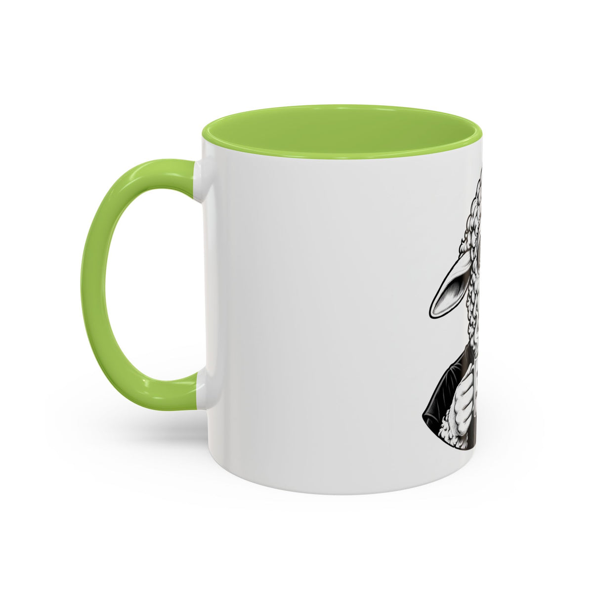 Wake Up Sheeple Coffee Mug — Black-Accent Ceramic Mug with Sheep Illustration