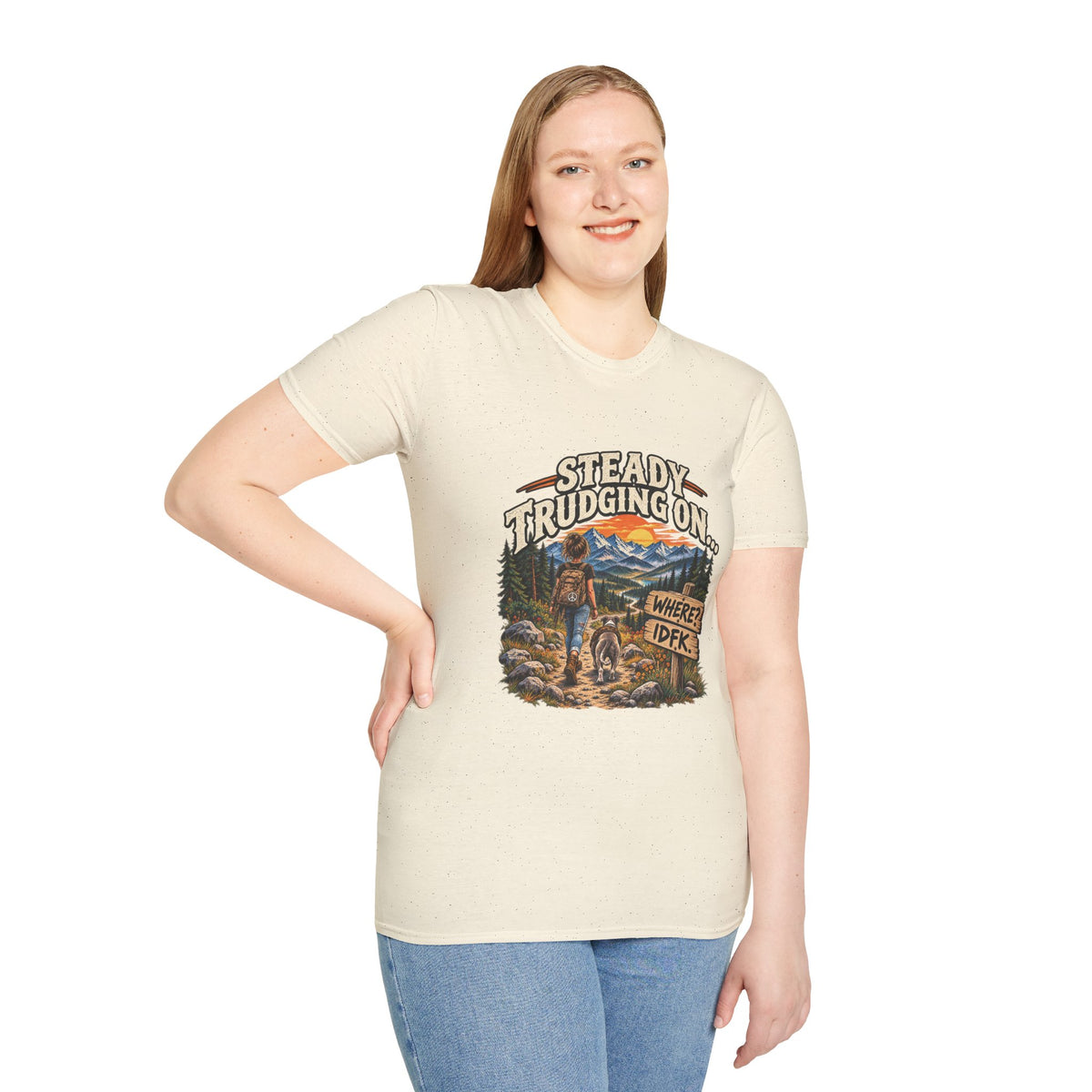 Steady Trudging On Young Lady Hiking T-Shirt