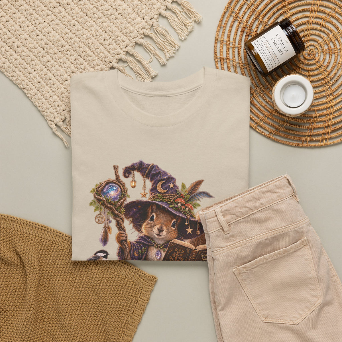 Squirrel Wizard T‑Shirt — Cute Fantasy Magic Forest Tee