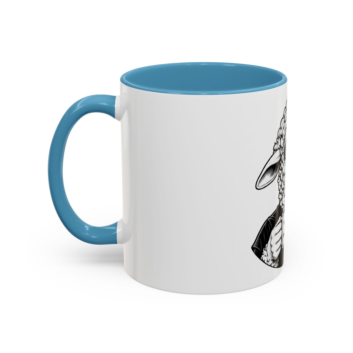 Wake Up Sheeple Coffee Mug — Black-Accent Ceramic Mug with Sheep Illustration