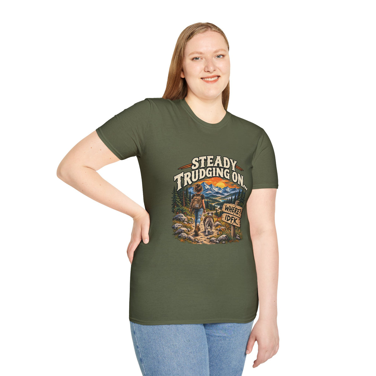 Steady Trudging On Young Lady Hiking T-Shirt
