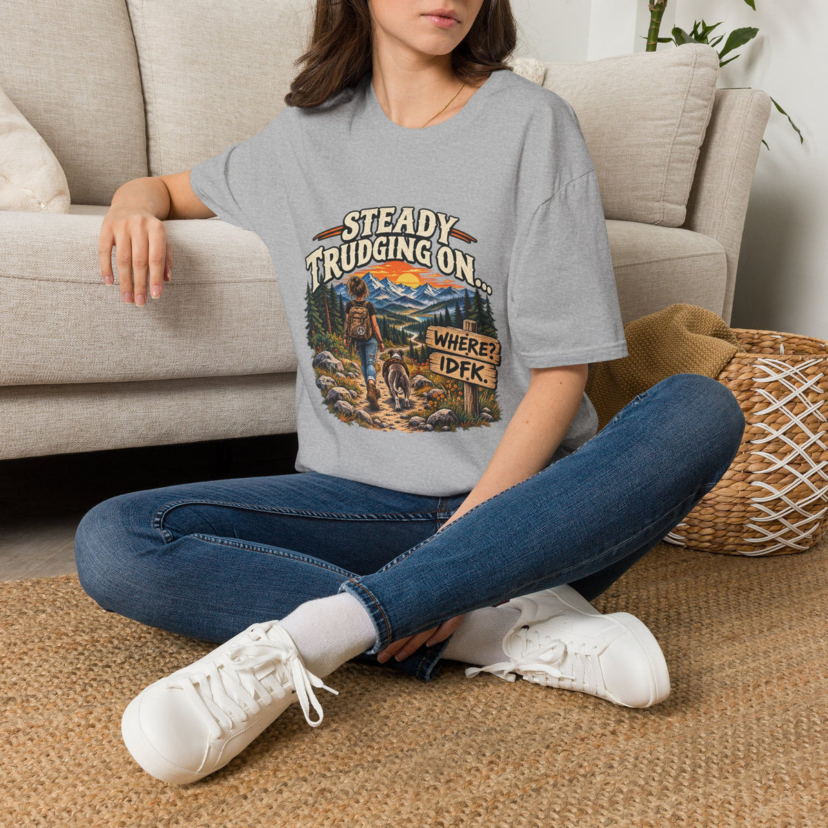 Steady Trudging On Young Lady Hiking T-Shirt
