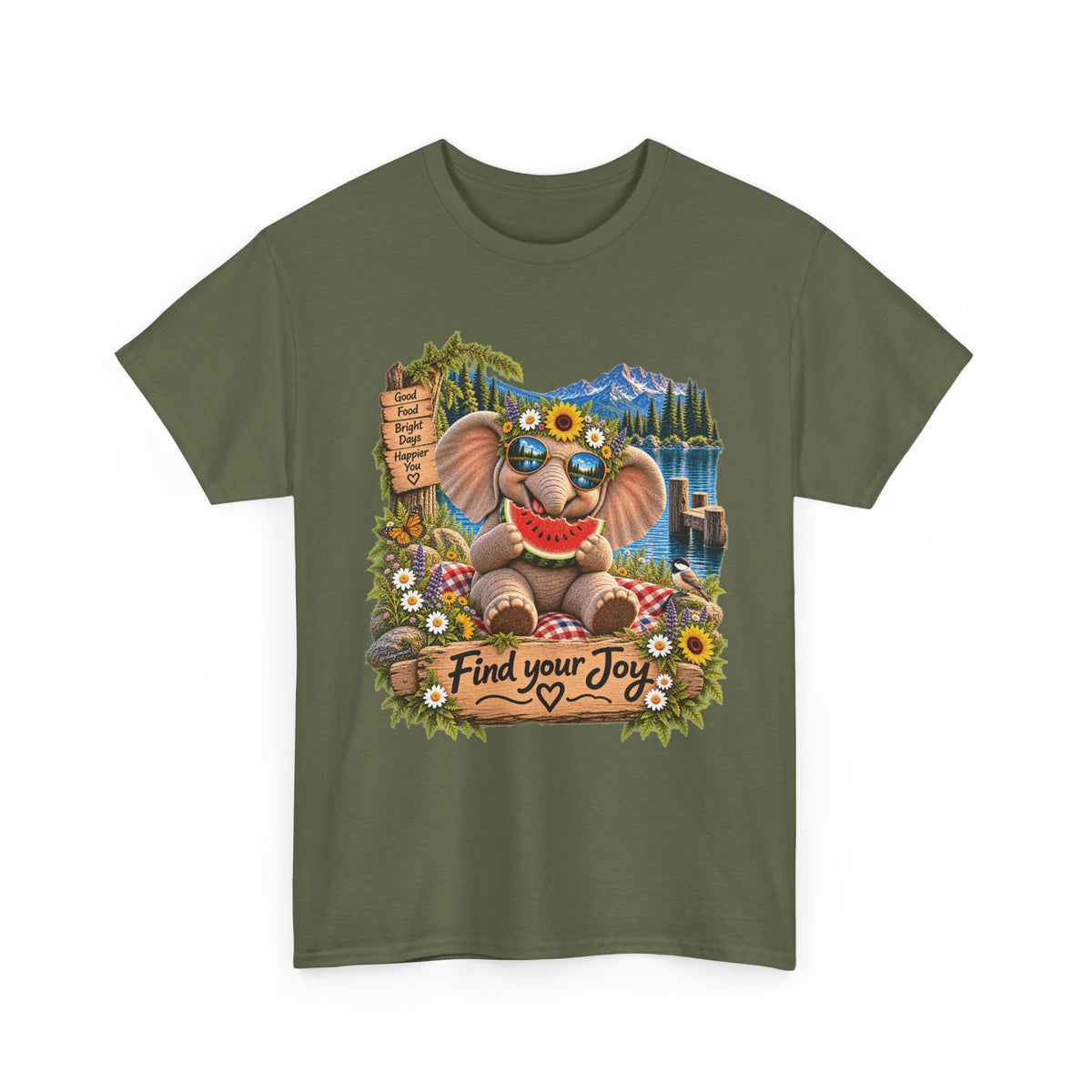 Find Your Joy Elephant T-Shirt — Cute Summer Nature Graphic Tee