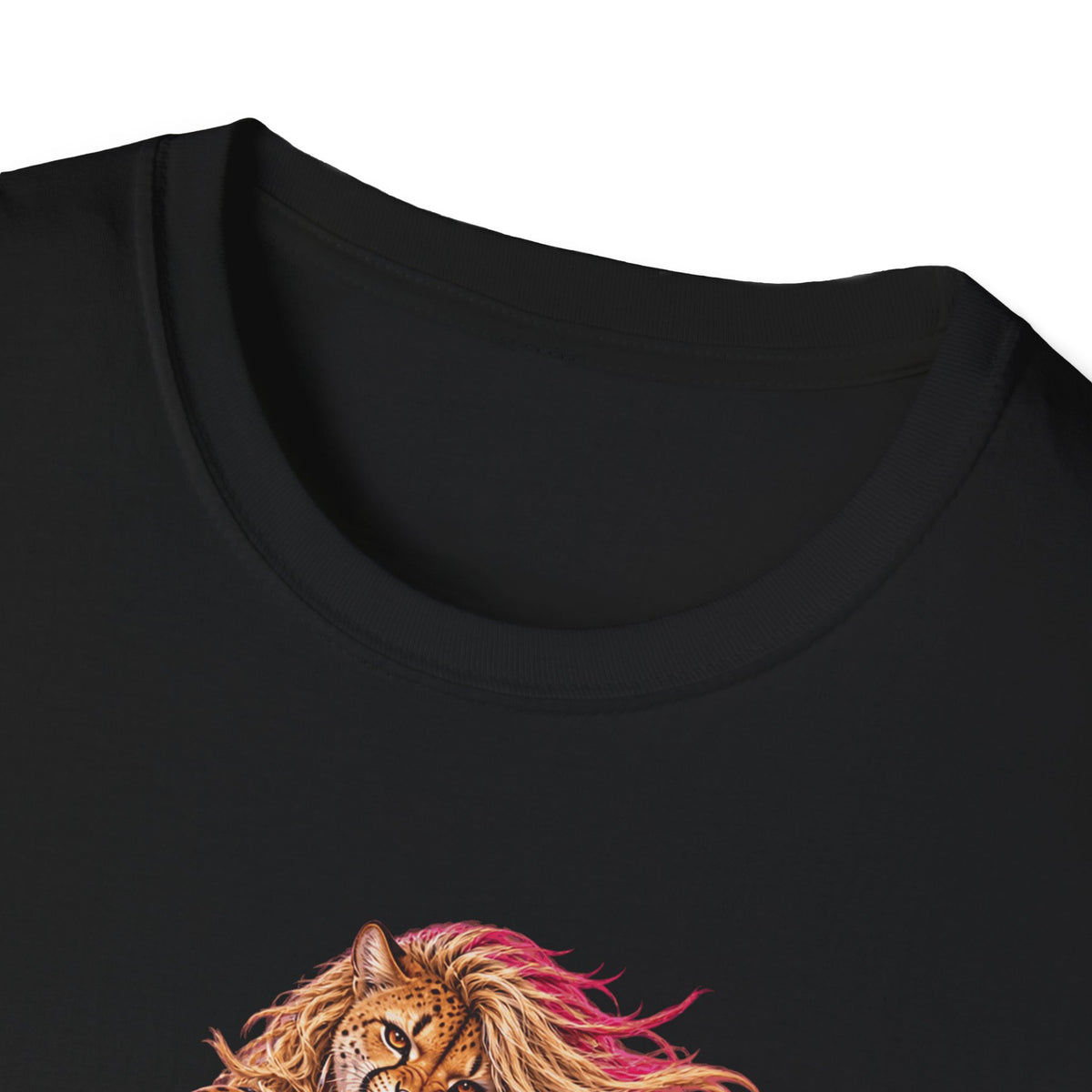 Glam Metal Cheetah Guitarist T-Shirt — Retro 80s Rock Woman Graphic Tee