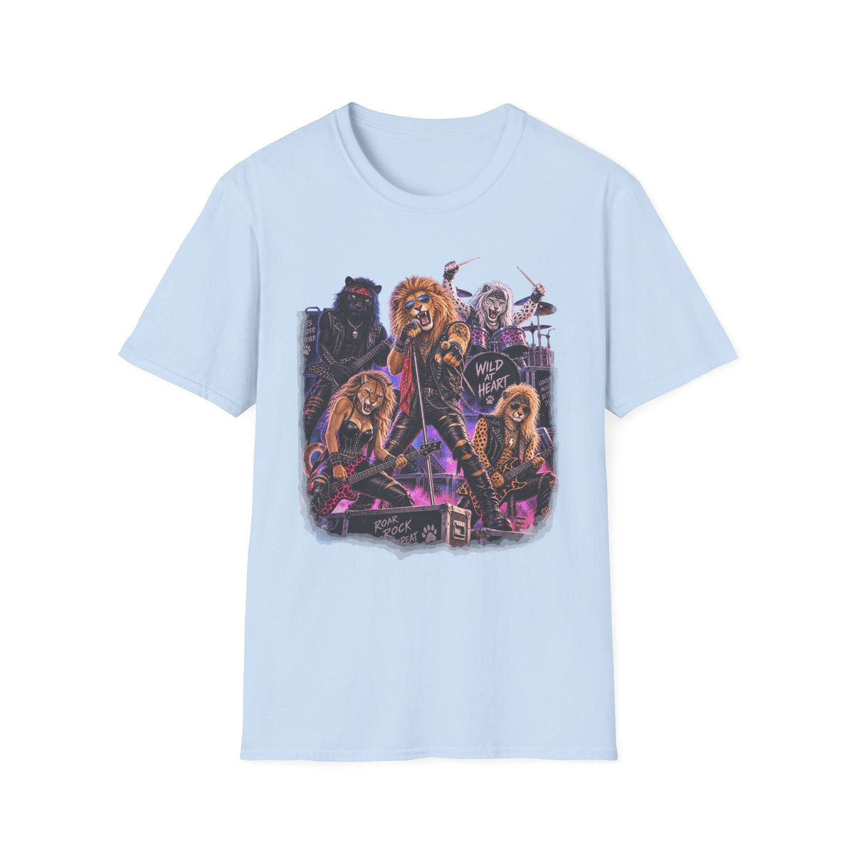 Retro 80s Big Cat Rock Band Wild at Heart Graphic Tee