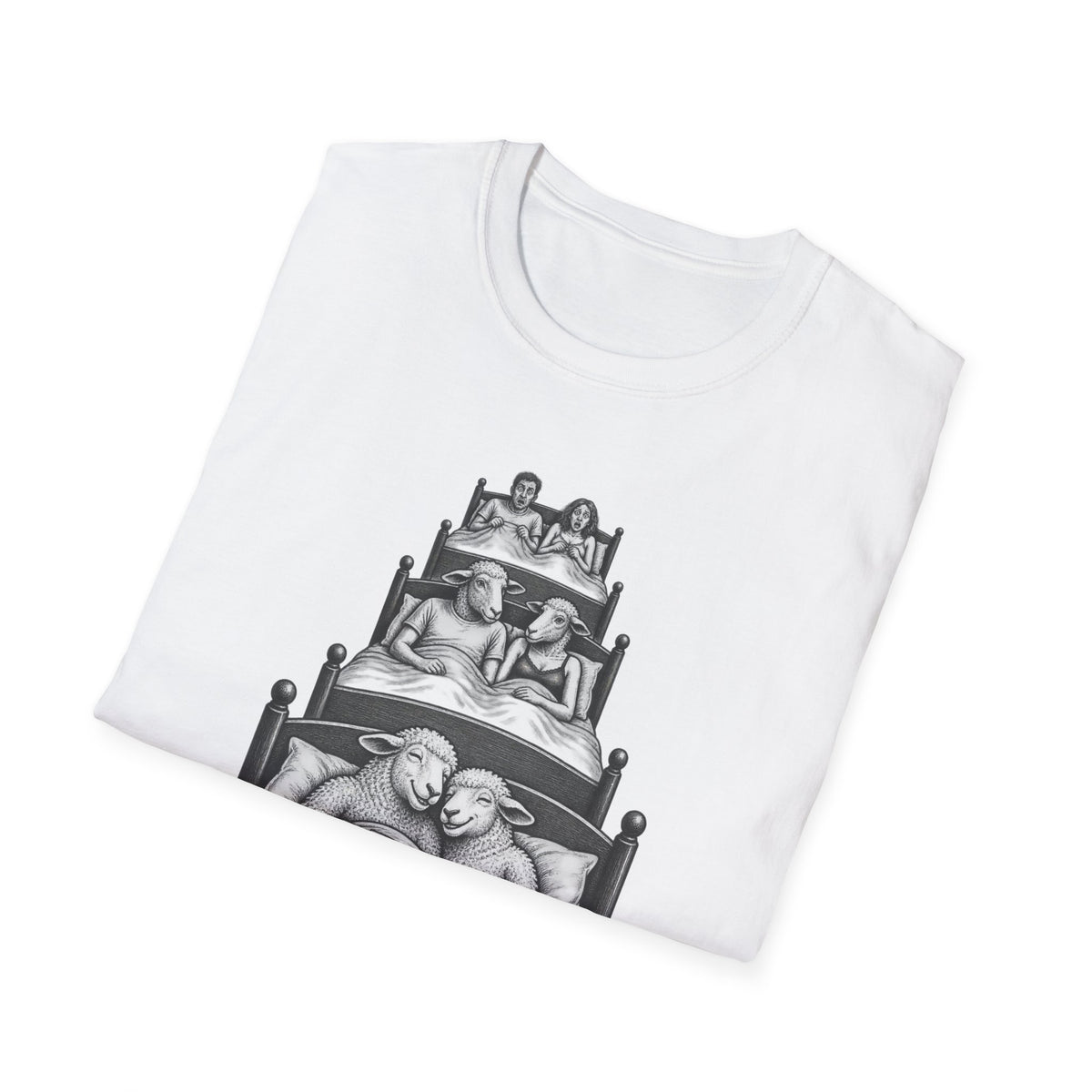 Waking up from the Love of Money Sheep Unisex Softstyle T-Shirt