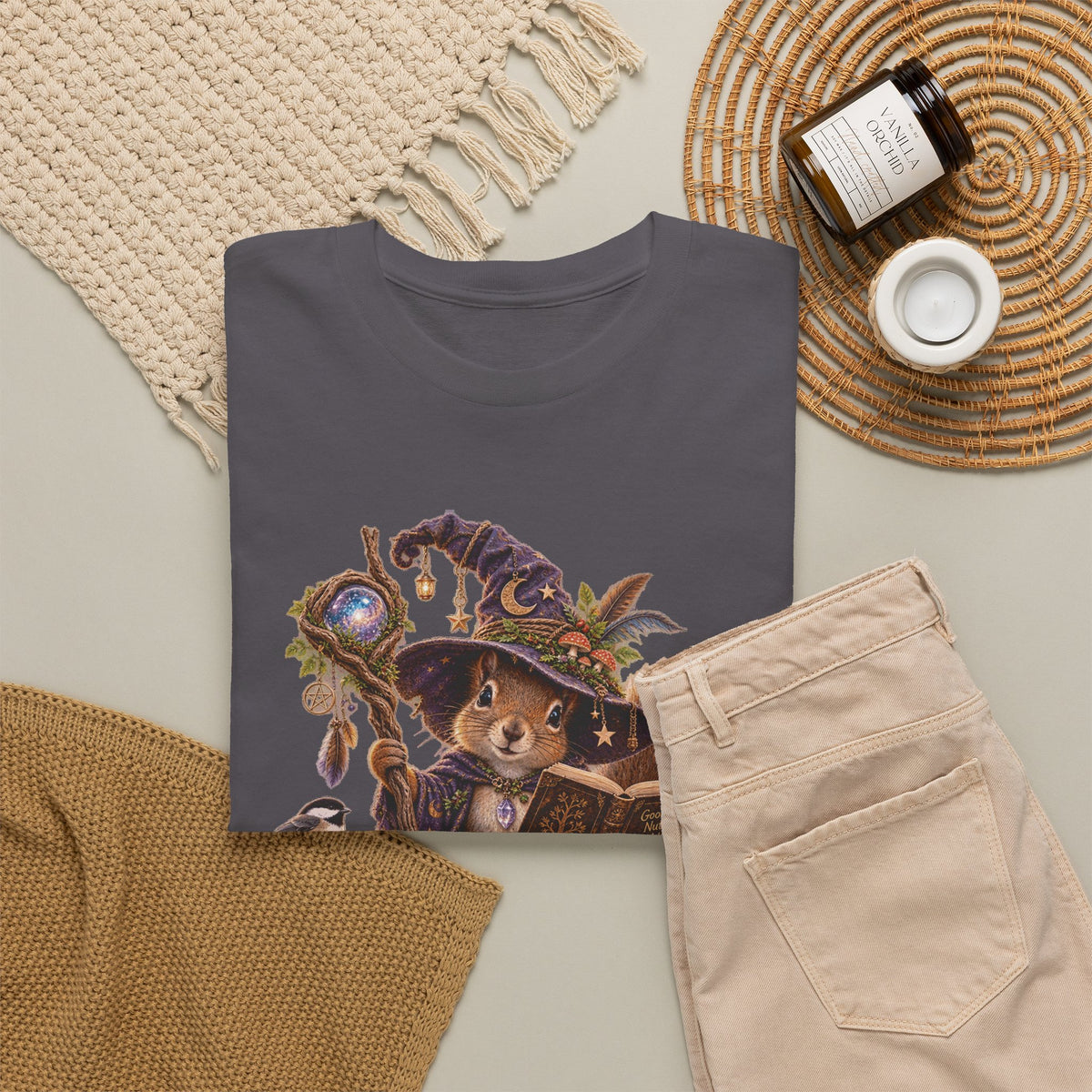 Squirrel Wizard T‑Shirt — Cute Fantasy Magic Forest Tee