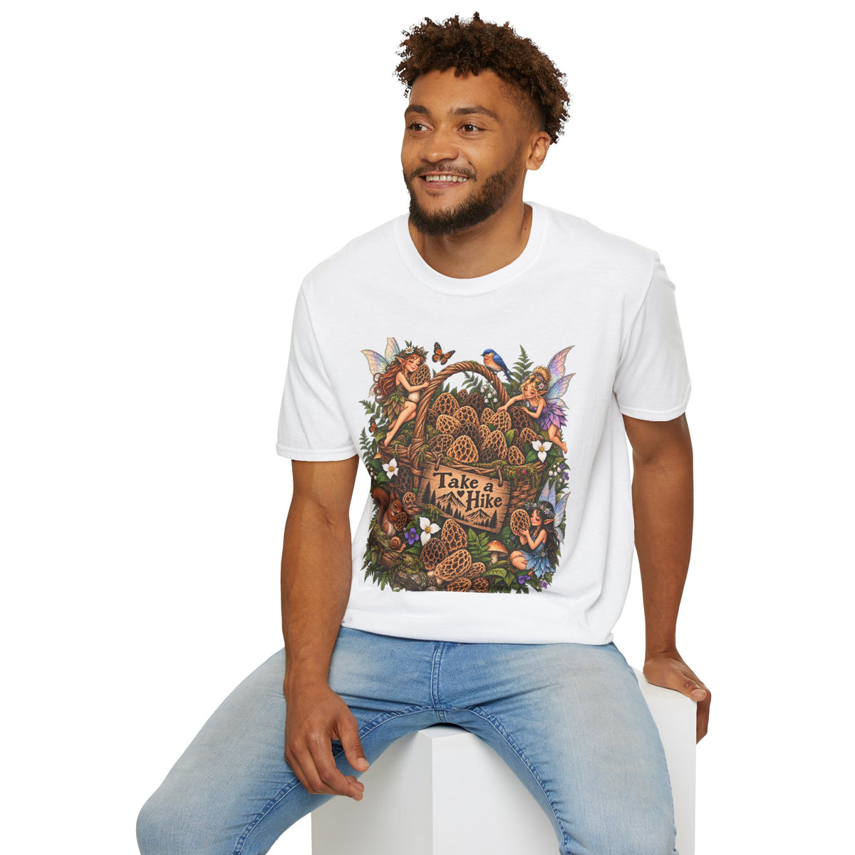 Woodland Creatures T-Shirt Foraging Nature Graphic Tee Unisex Softstyle T-Shirt
