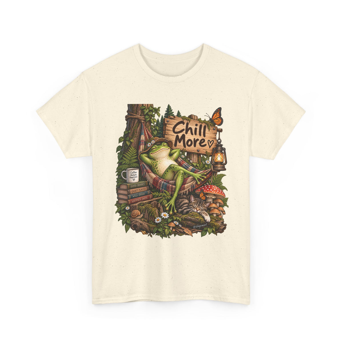 Chill More Frog Tee — Relaxed Nature Graphic T‑Shirt