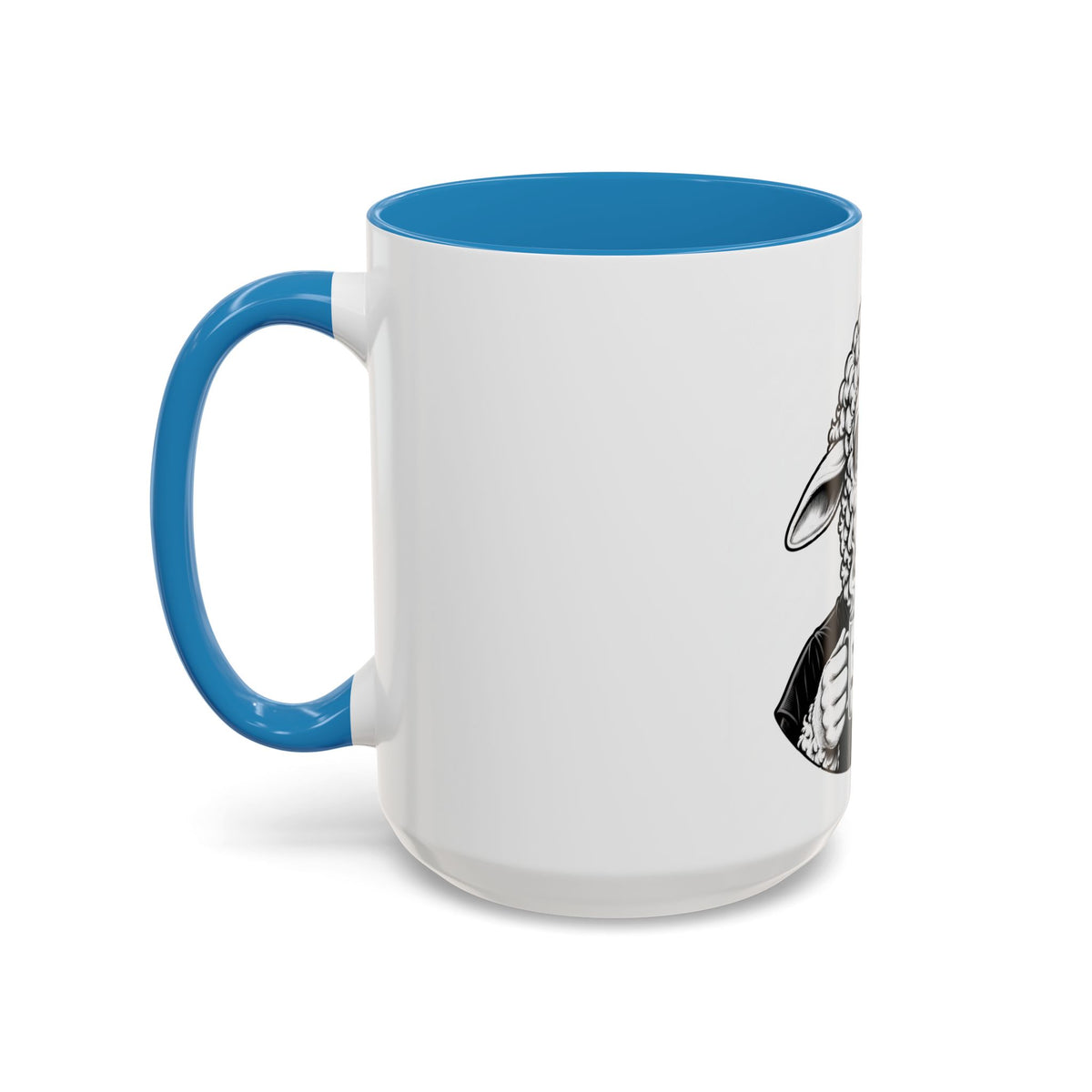 Wake Up Sheeple Coffee Mug — Black-Accent Ceramic Mug with Sheep Illustration