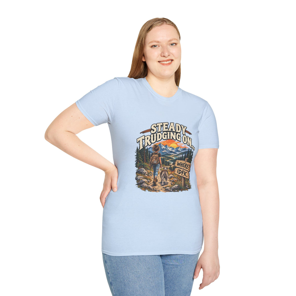 Steady Trudging On Young Lady Hiking T-Shirt