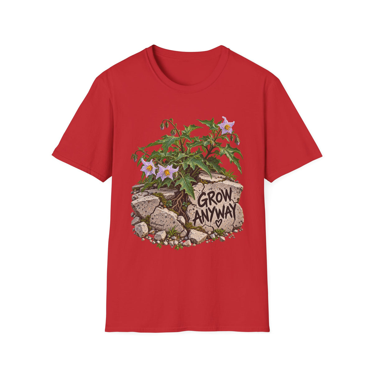 Grow Anyway Floral T-Shirt — Resilient Plant Illustration Tee