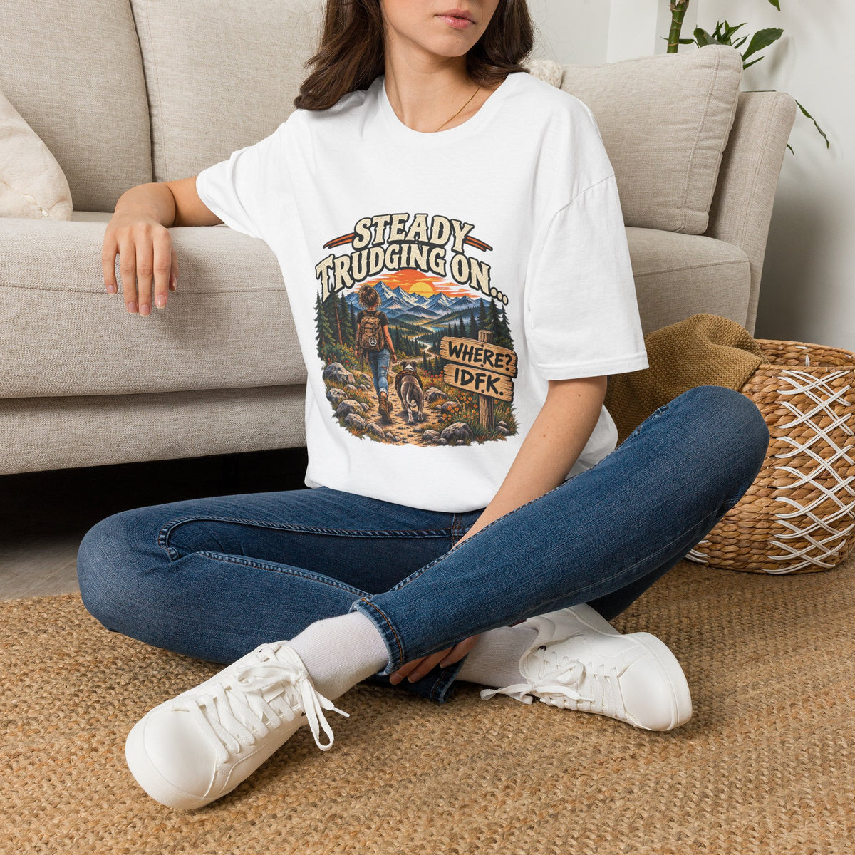 Steady Trudging On Young Lady Hiking T-Shirt