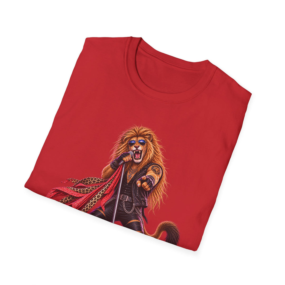 Lead Singer Lion Retro 80s Big Cat Rock Band Graphic Tee