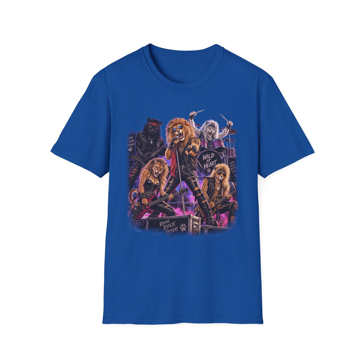 Retro 80s Big Cat Rock Band Wild at Heart Graphic Tee