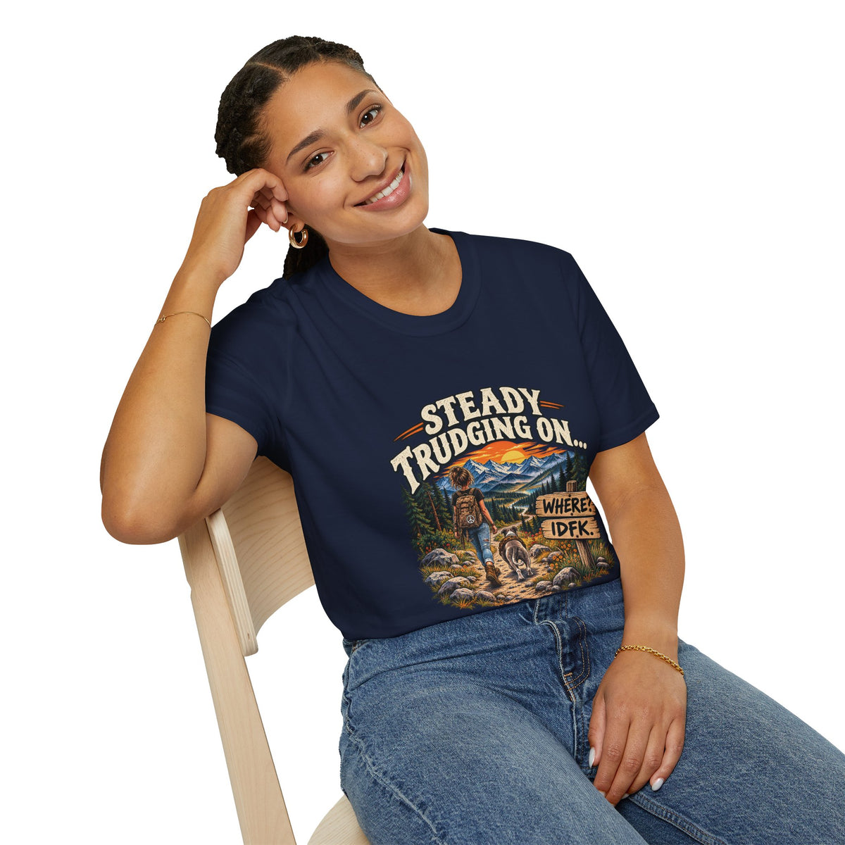 Steady Trudging On Young Lady Hiking T-Shirt