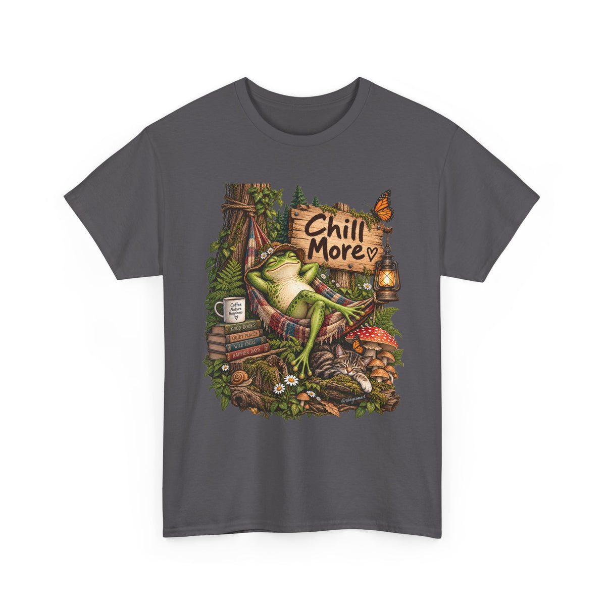 Chill More Frog Tee — Relaxed Nature Graphic T‑Shirt