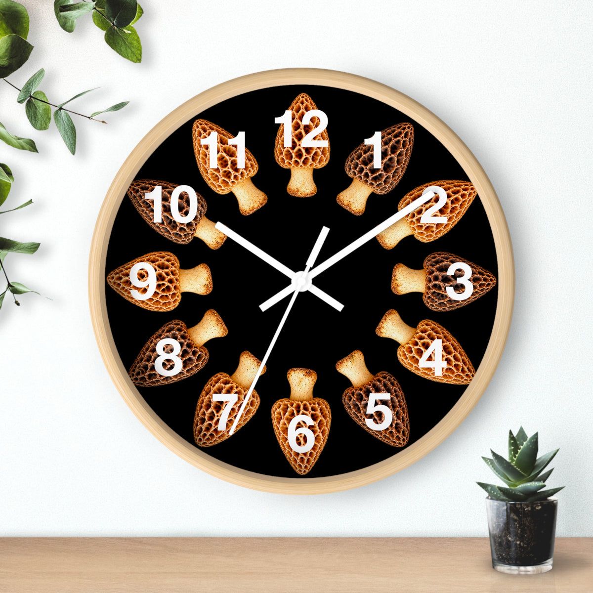 Morel Mushrooms Woodland Wall Clock