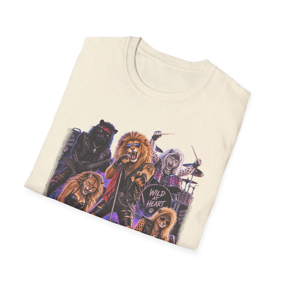 Retro 80s Big Cat Rock Band Wild at Heart Graphic Tee