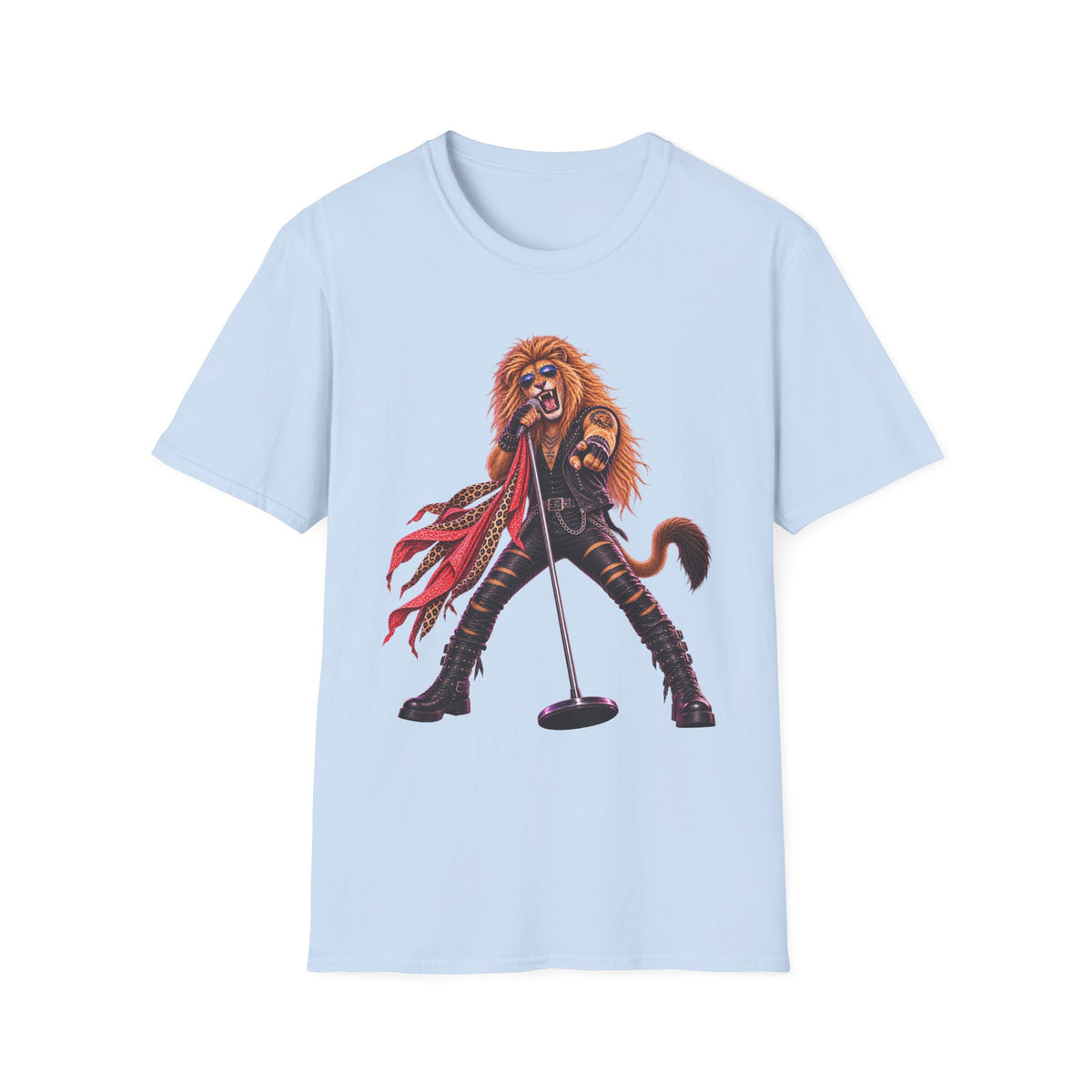 Lead Singer Lion Retro 80s Big Cat Rock Band Graphic Tee