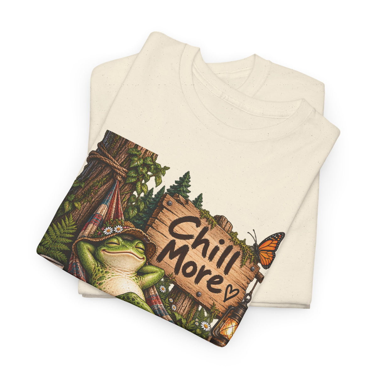 Chill More Frog Tee — Relaxed Nature Graphic T‑Shirt