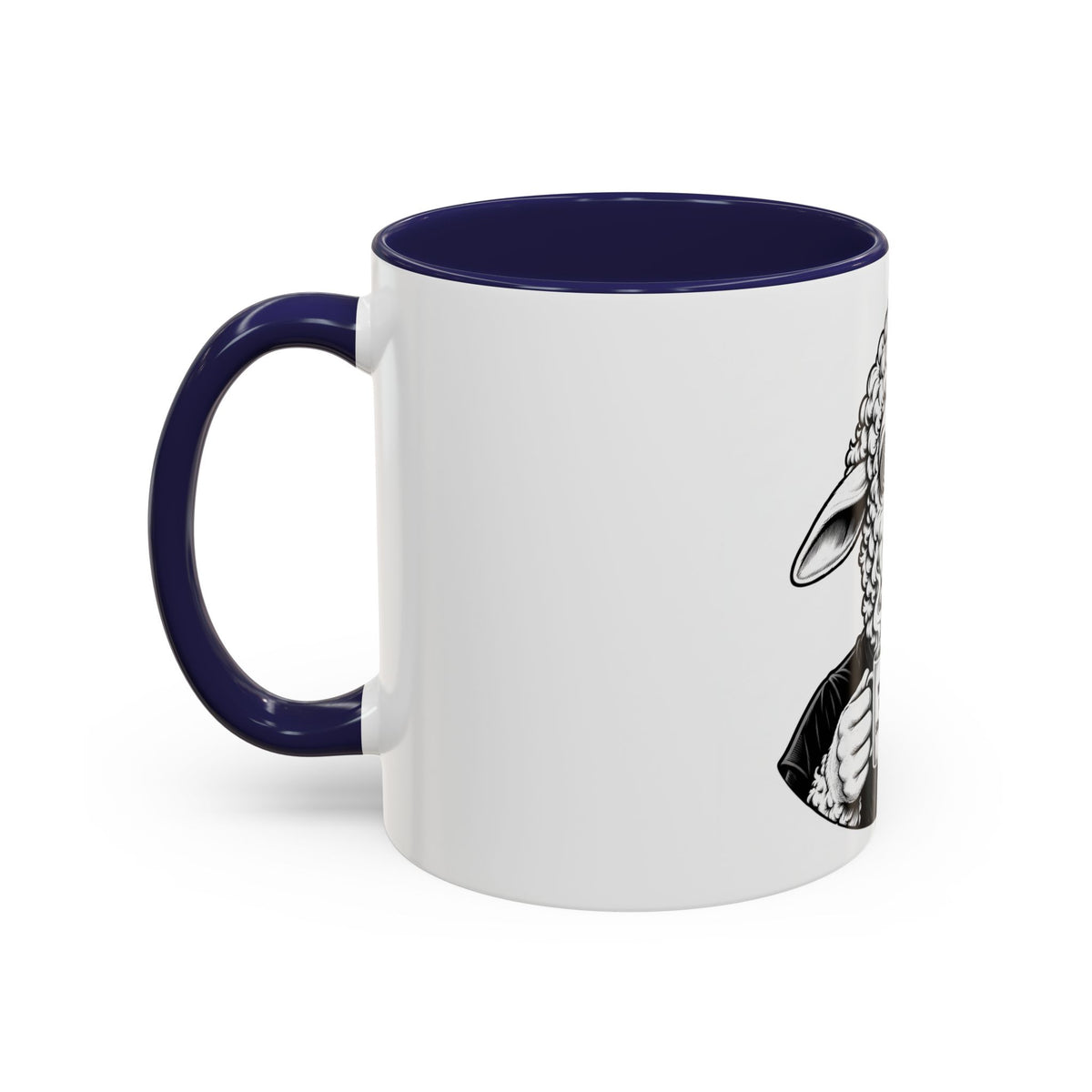 Wake Up Sheeple Coffee Mug — Black-Accent Ceramic Mug with Sheep Illustration