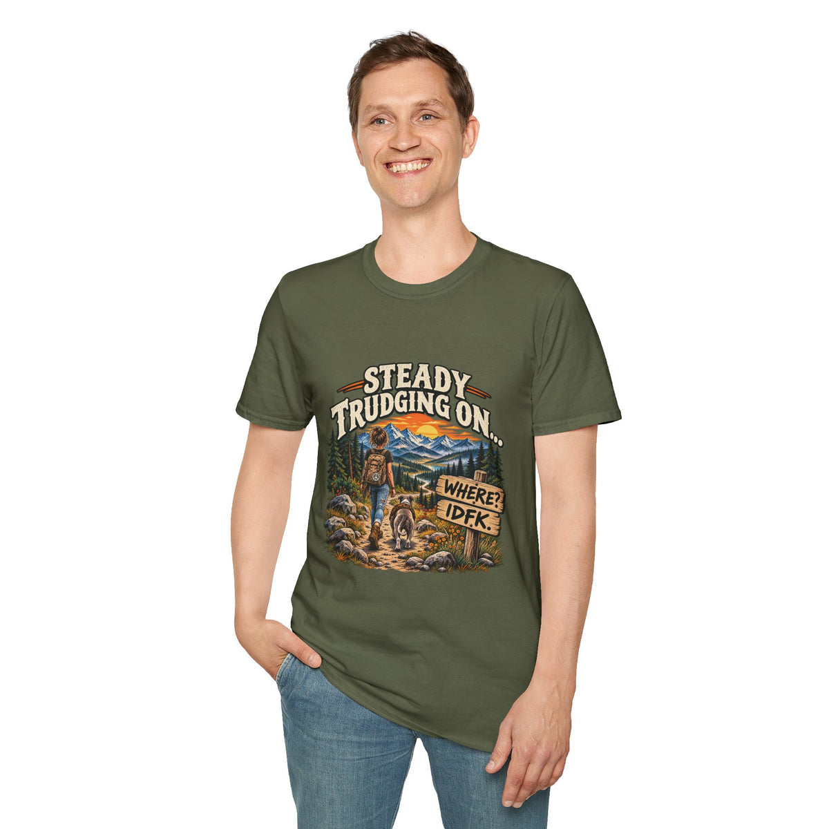 Steady Trudging On Young Lady Hiking T-Shirt