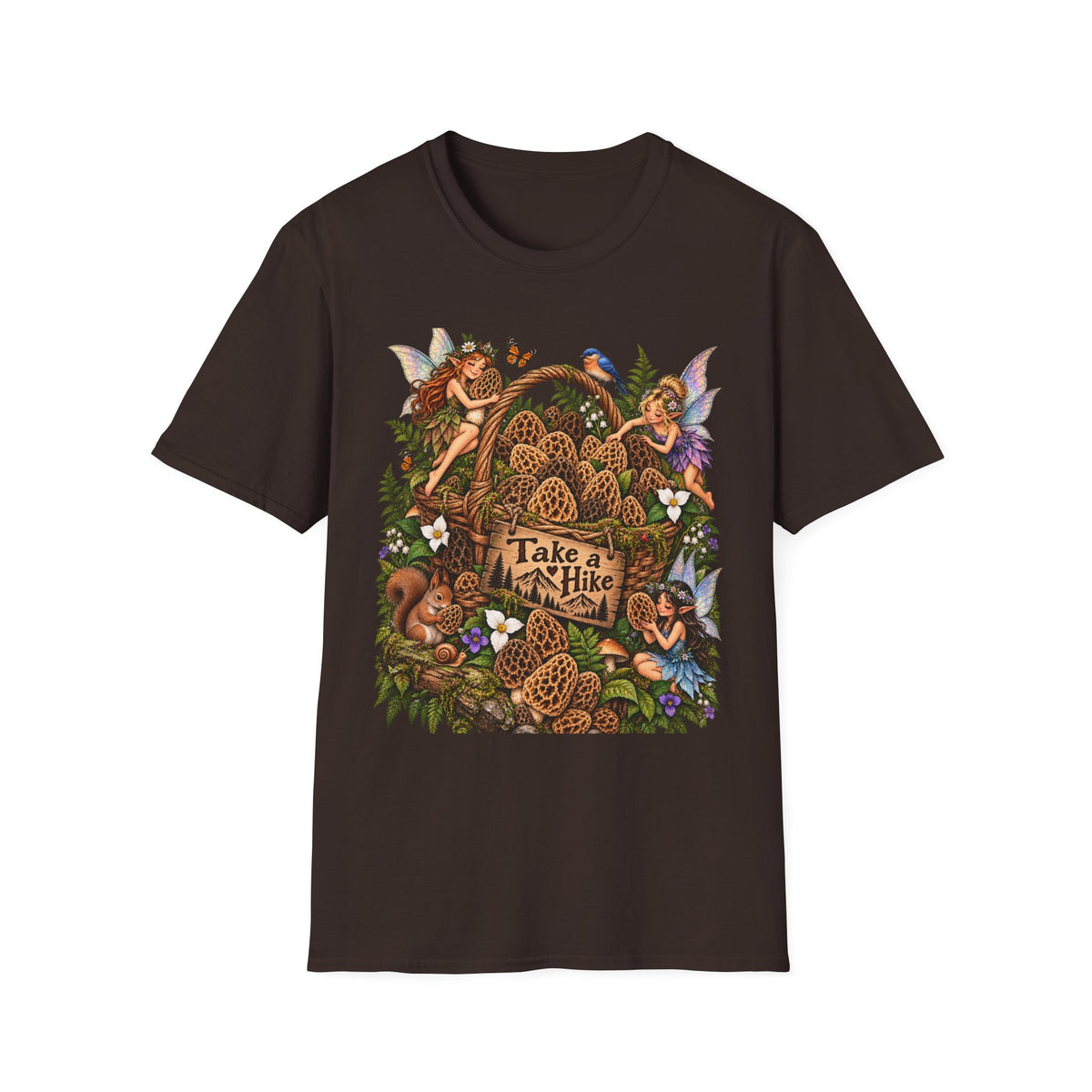 Woodland Creatures T-Shirt Foraging Nature Graphic Tee Unisex Softstyle T-Shirt