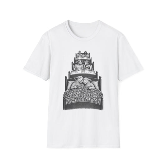Waking up from the Love of Money Sheep Unisex Softstyle T-Shirt