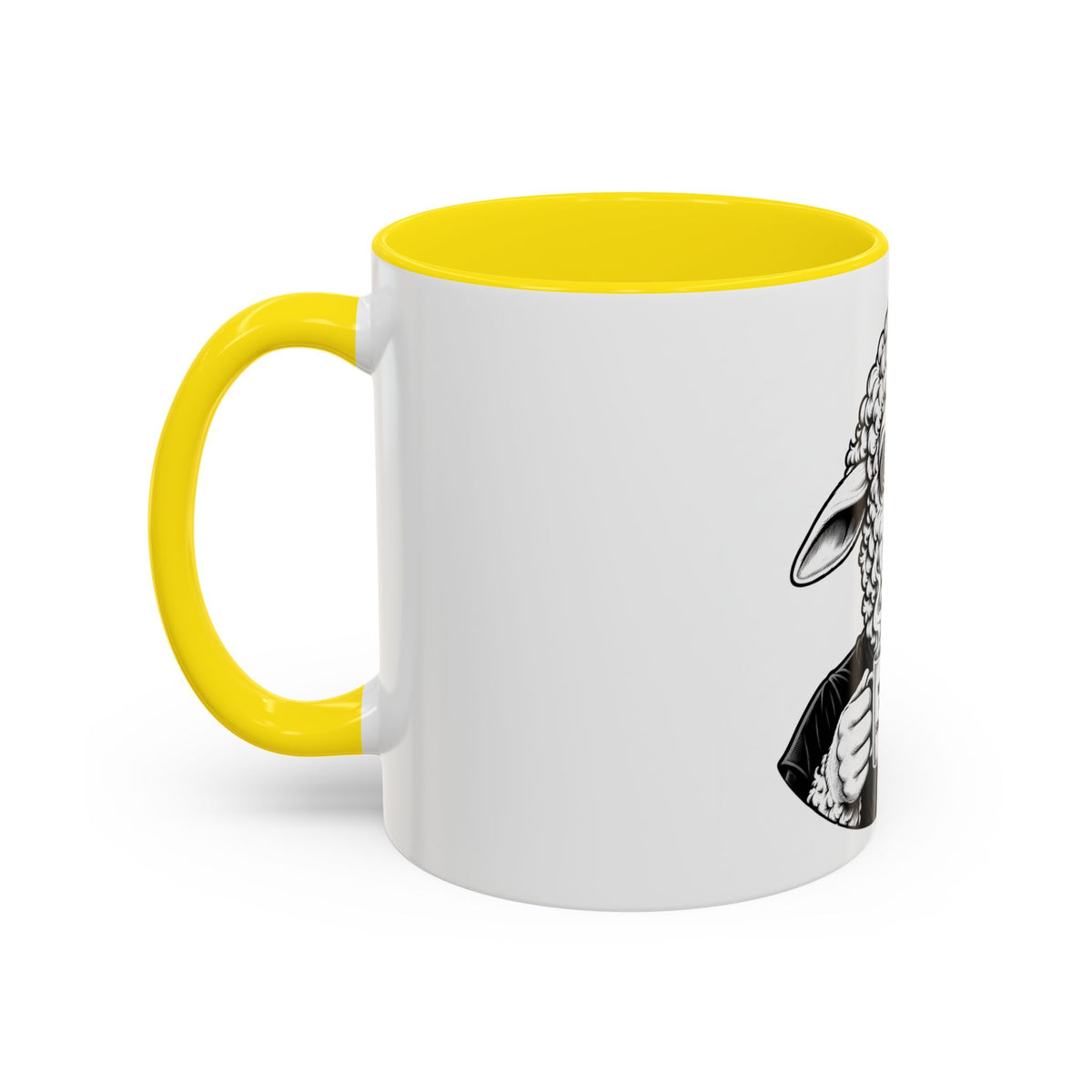 Wake Up Sheeple Coffee Mug — Black-Accent Ceramic Mug with Sheep Illustration