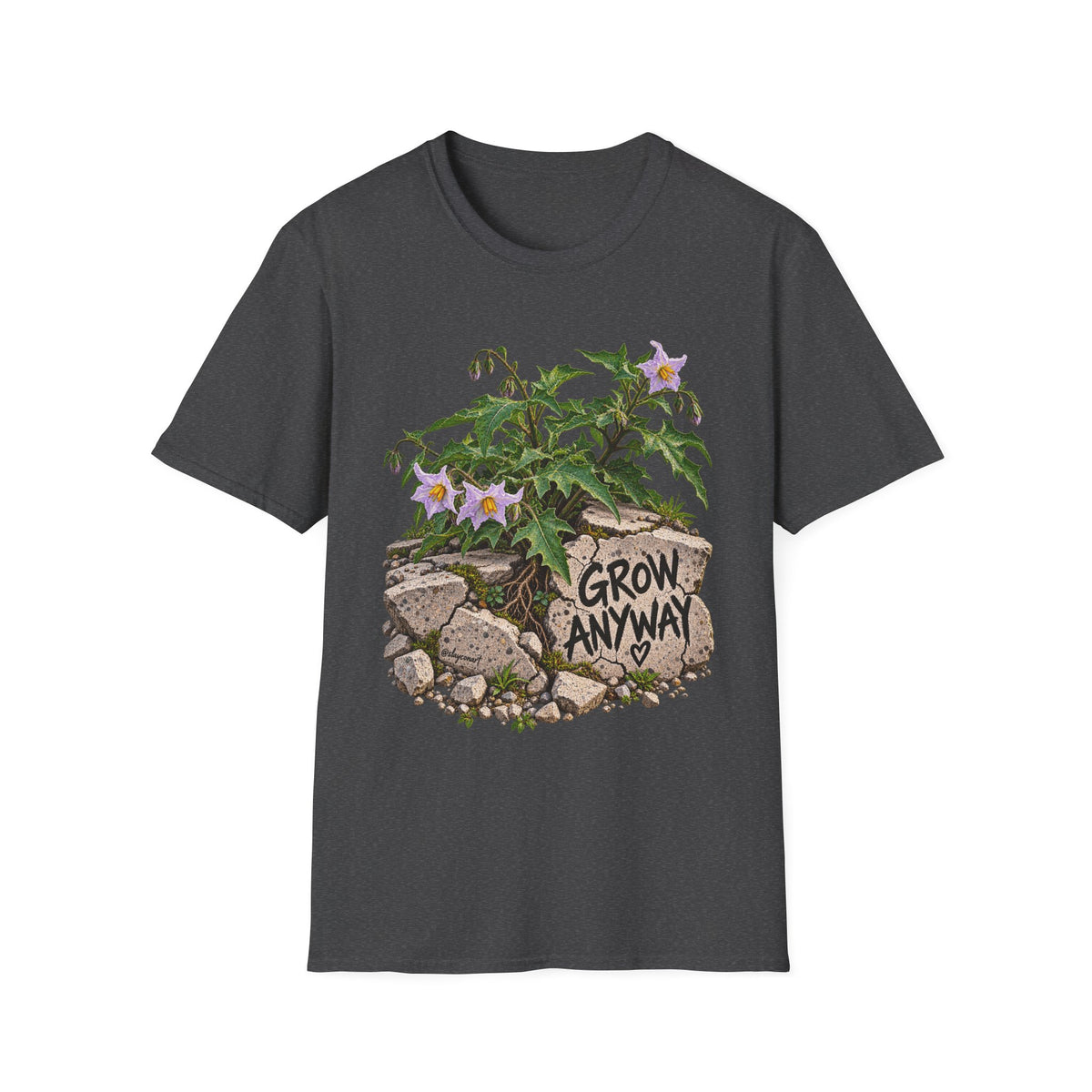 Grow Anyway Floral T-Shirt — Resilient Plant Illustration Tee