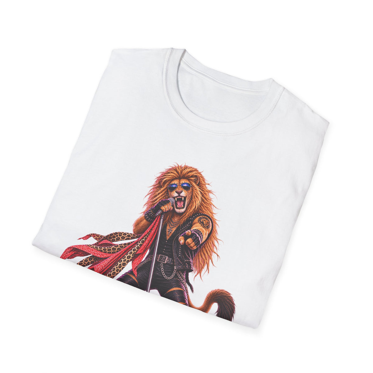 Lead Singer Lion Retro 80s Big Cat Rock Band Graphic Tee
