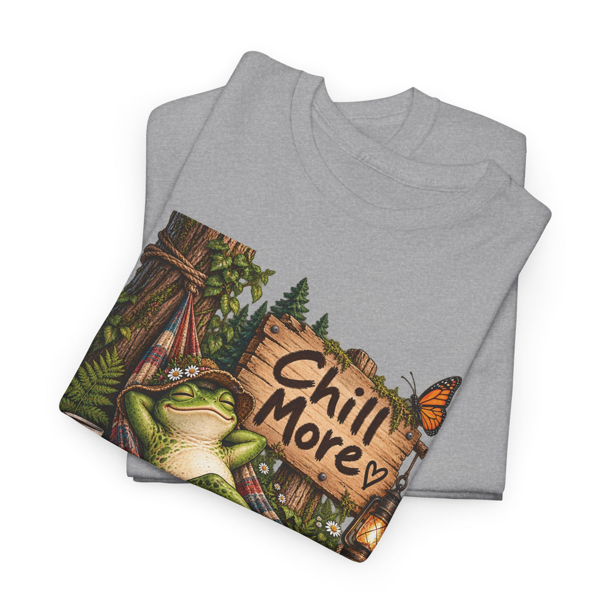 Chill More Frog Tee — Relaxed Nature Graphic T‑Shirt