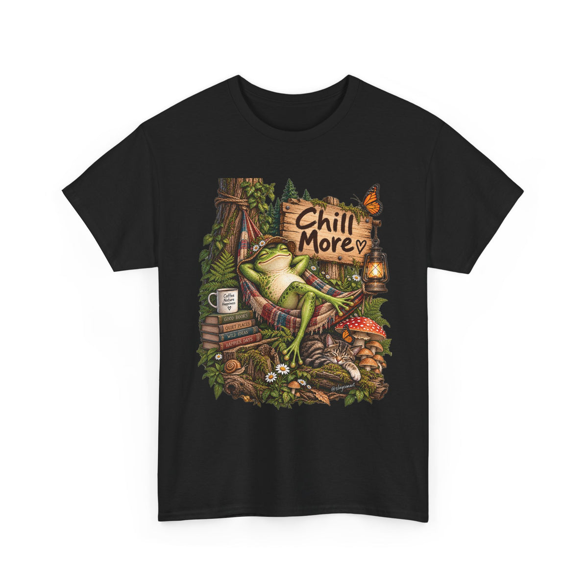 Chill More Frog Tee — Relaxed Nature Graphic T‑Shirt