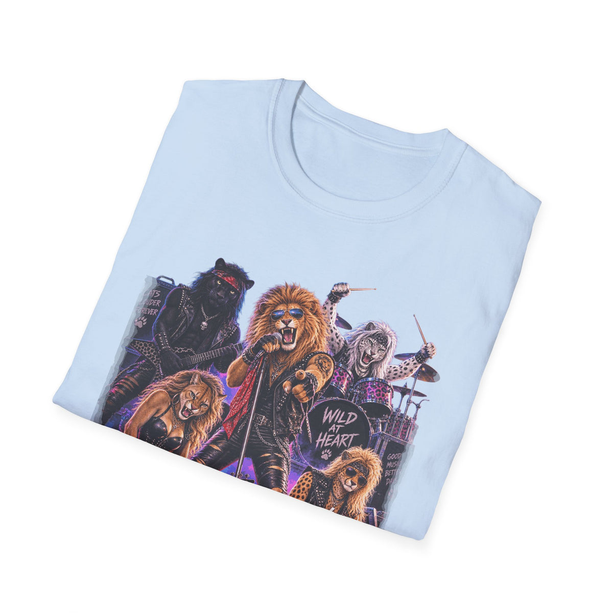 Retro 80s Big Cat Rock Band Wild at Heart Graphic Tee