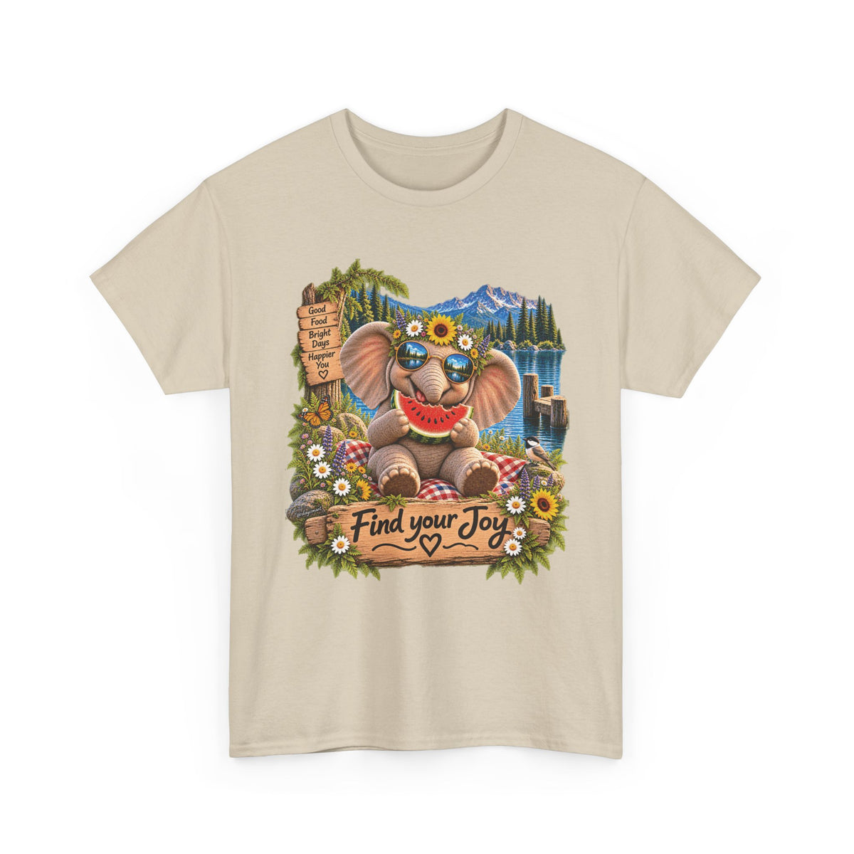 Find Your Joy Elephant T-Shirt — Cute Summer Nature Graphic Tee